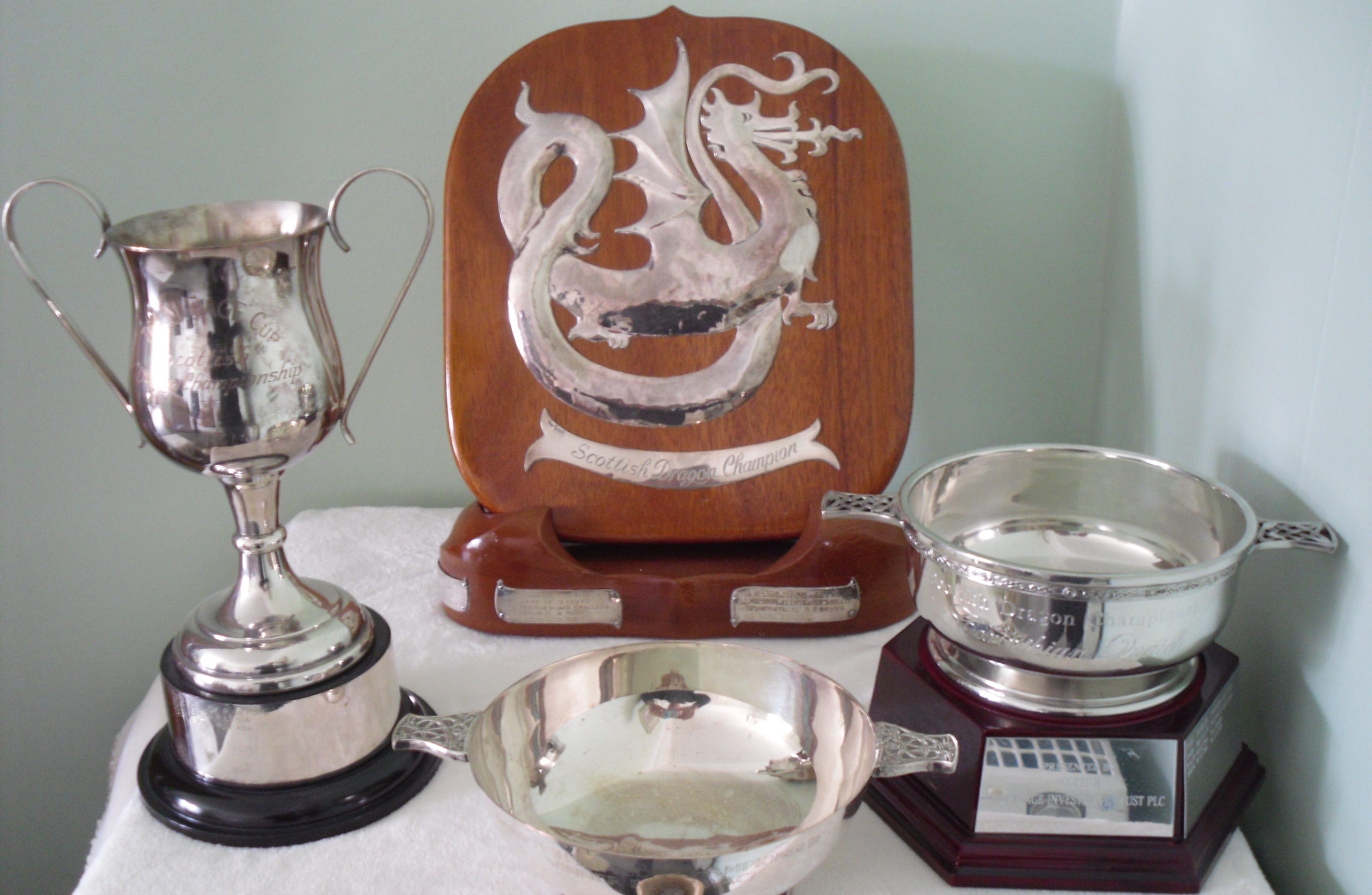 four Dragon keelboat sailing trophies
